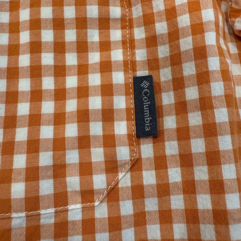 Columbia Men's Orange Plaid Casual Shirt - Picture 2 of 8